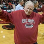 Mr. Brennan flaps his wings before a St. Joseph’s men's basketball game in 2017.